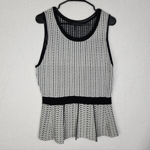 WHBM WHITE HOUSE BLACK MARKET Geometric Knit Peplum Tank Top M